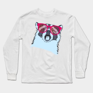 raccoon with rainbow glasses Long Sleeve T-Shirt